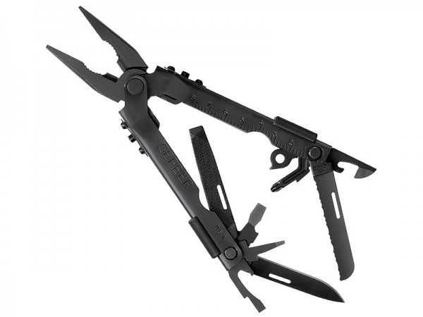 Gerber Multi-Tool MP 600 BLACK, 12 Werkzeuge,, Zangenkopfsperre, Entriegelungsschieber, Nylonetui