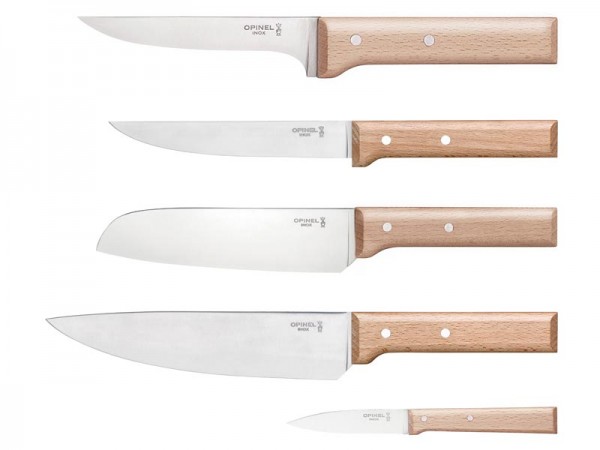Opinel Messerblock PARALLELE MEAT, Buchenholz, mit 5 Messern, der PARALLELE Serie